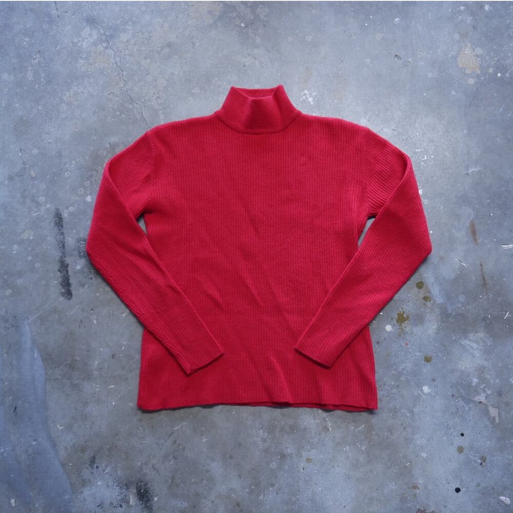 Womens The Limited Red 100% Wool TurtleNeck Long Sleeve Size L